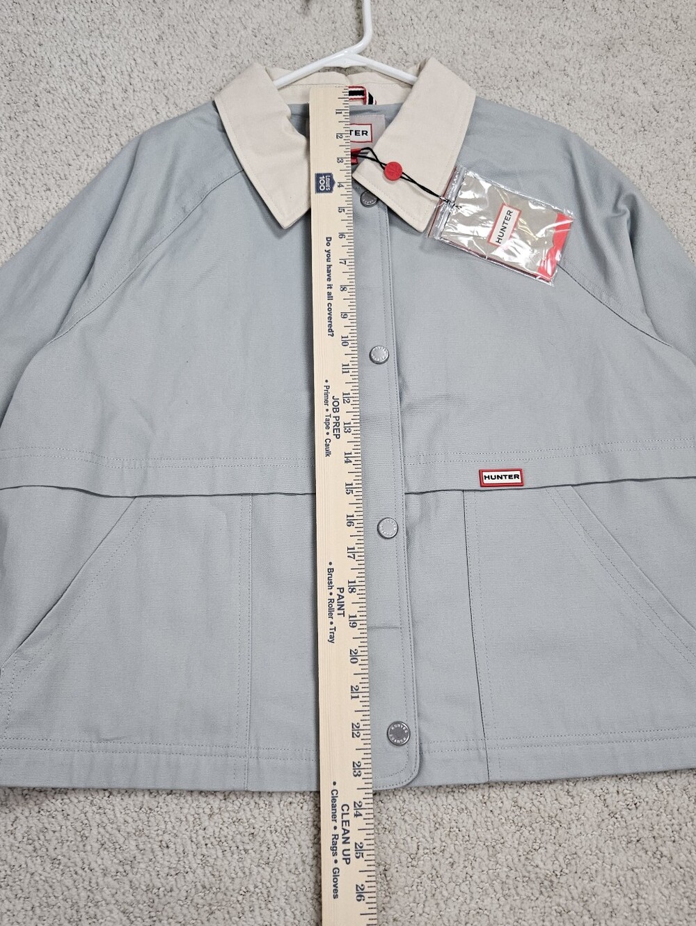 Hunter Collared Canvas Jacket Lt Blue Women's L Boxy Utility Olive Gray - Picture 7 of 9
